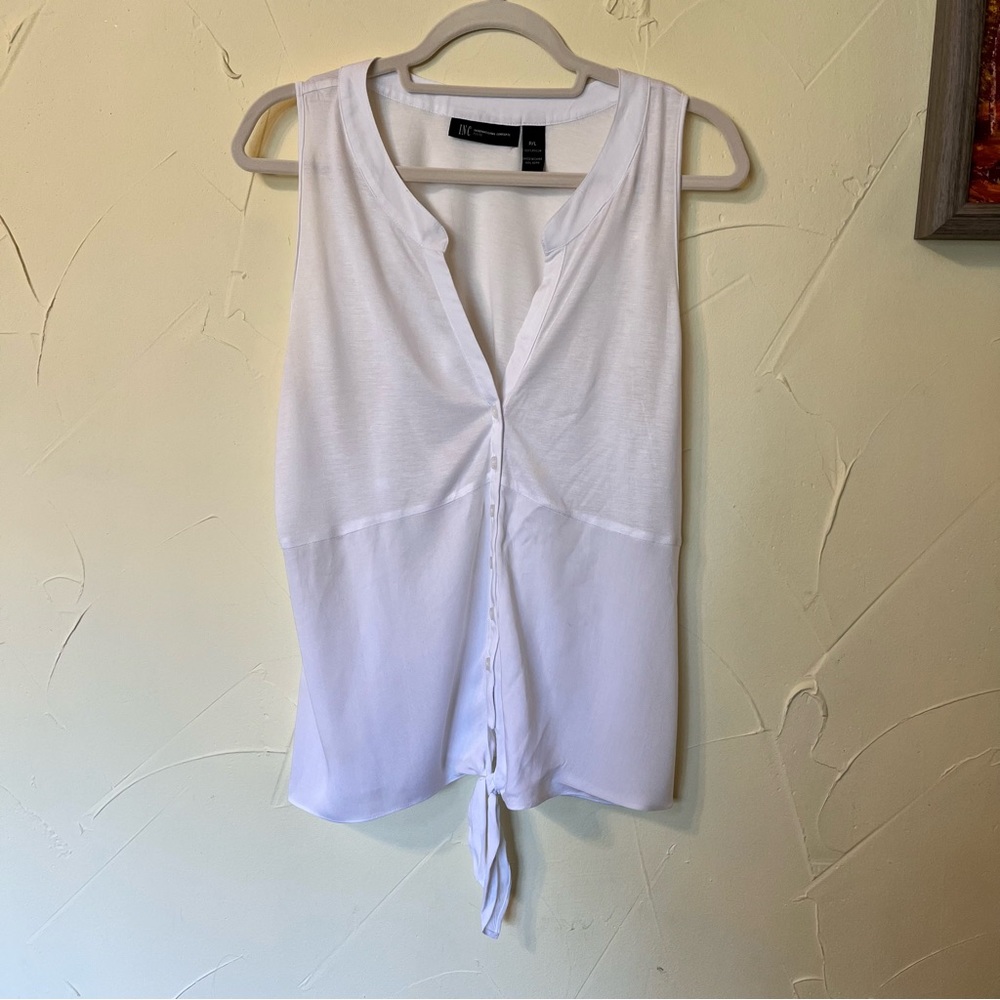 INC White Sleeveless Button-Down Blouse - Size PL